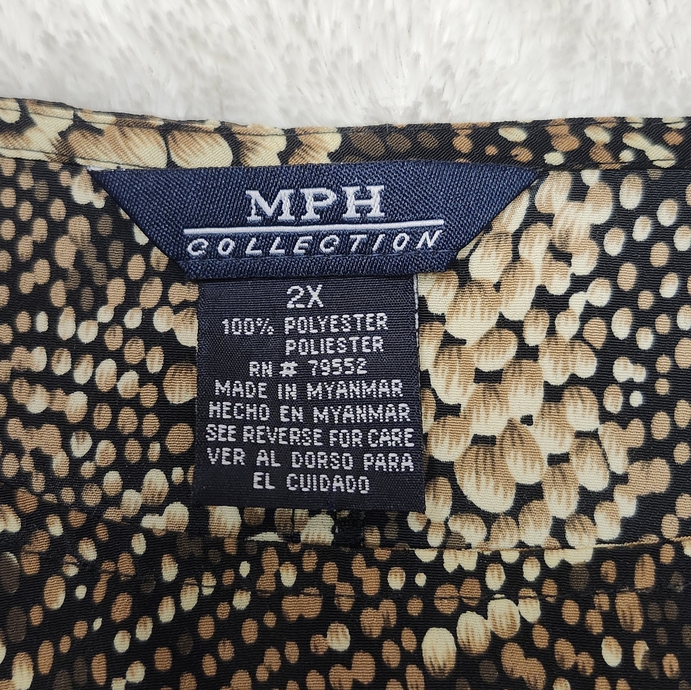 •Vintage MPH Collection Dress Women's Size 2X 90s Animal Print Midi Length Shift - Picture 7 of 10